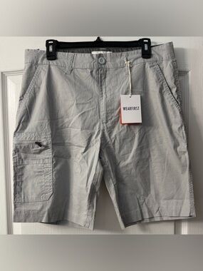 Wearfirst Gray High Rise Men's Cargo Shorts with Zipper Pockets